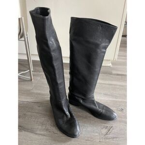 J. Crew Booker Moto Boots Extended Calf Vintage Black Leather Sz 8 Fall Trends